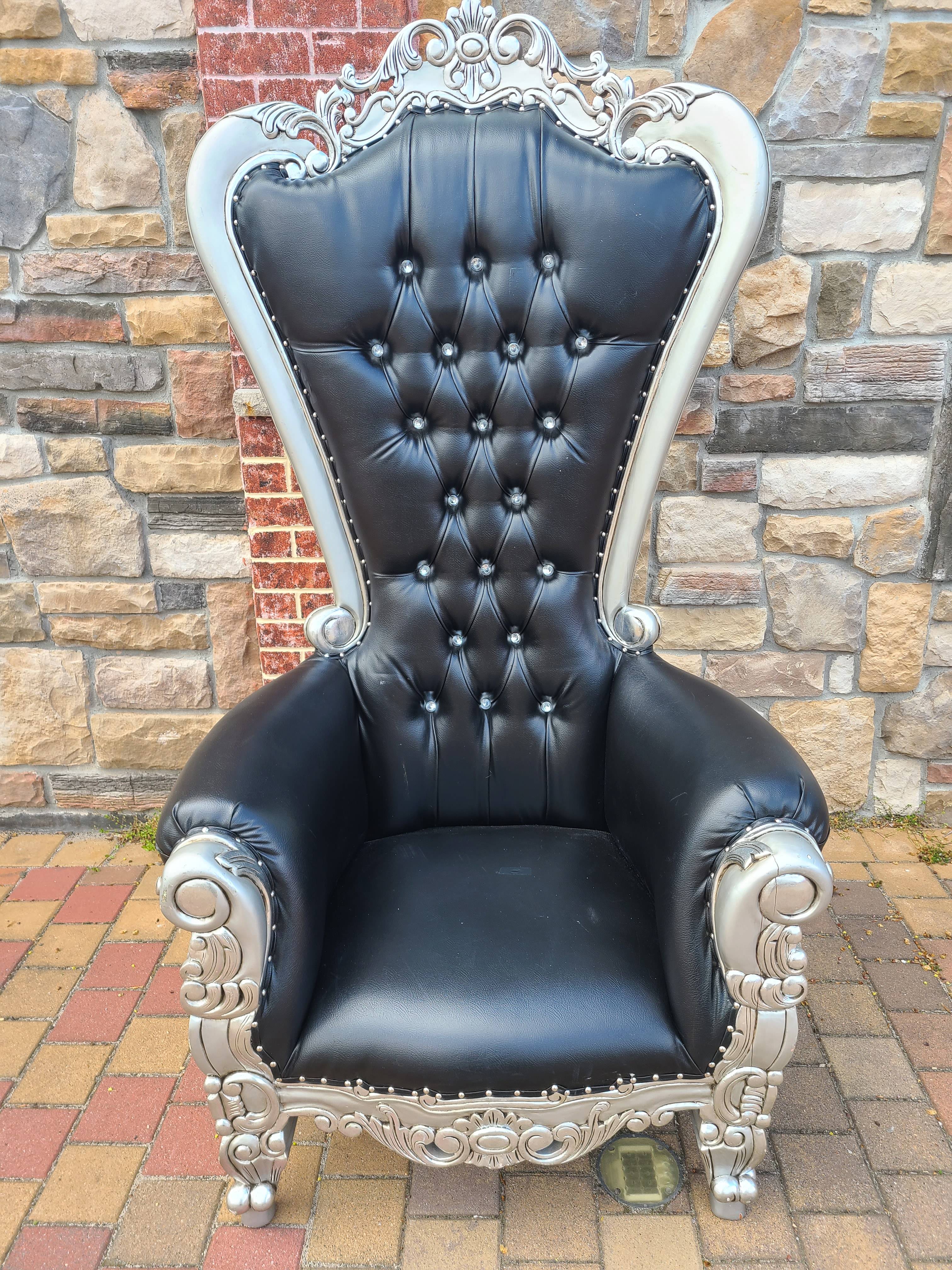 72" Black & Silver Throne Chair