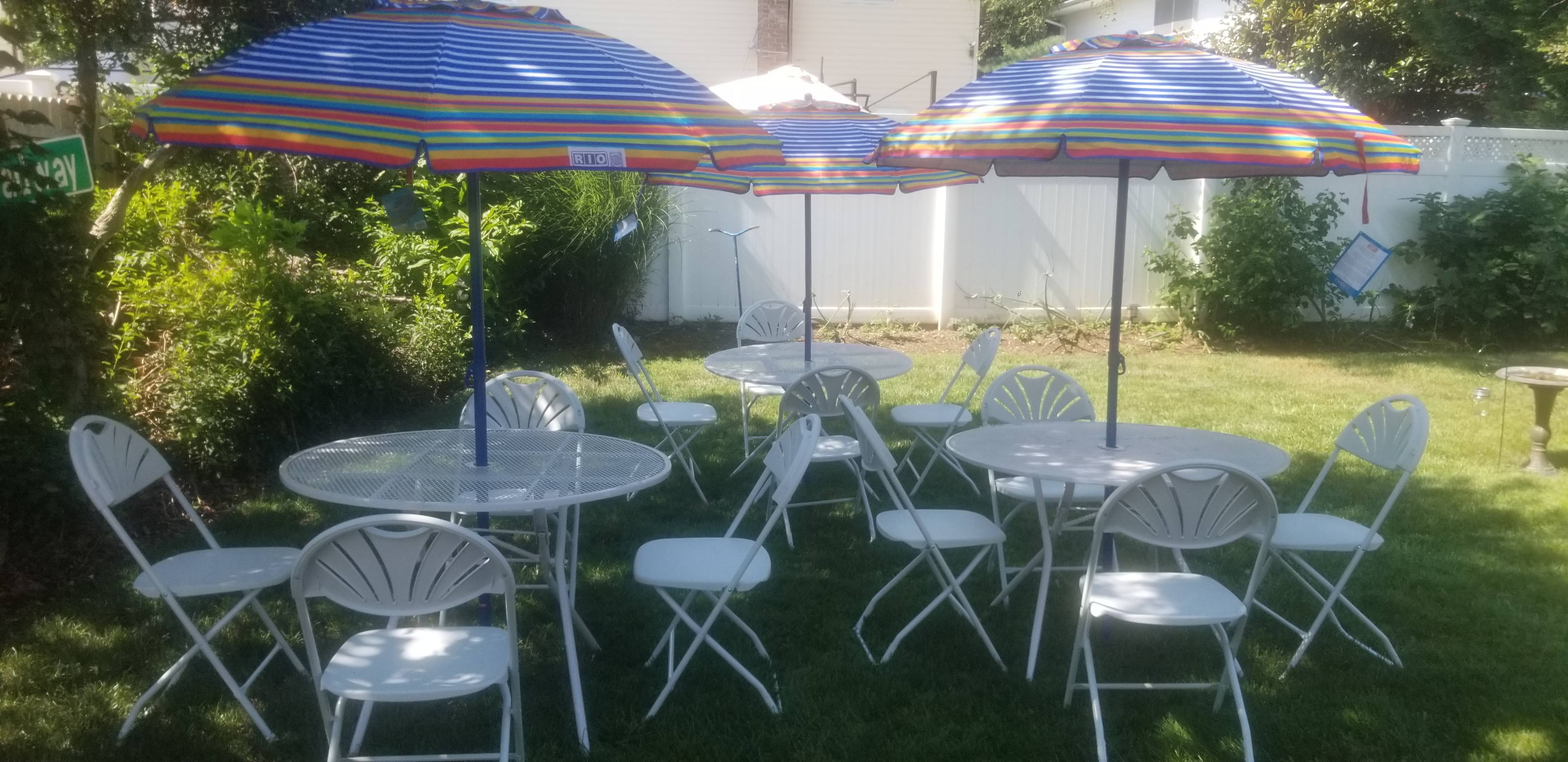 41 1/2" Rustic Metal Grate Tables with Umbrella Holes
