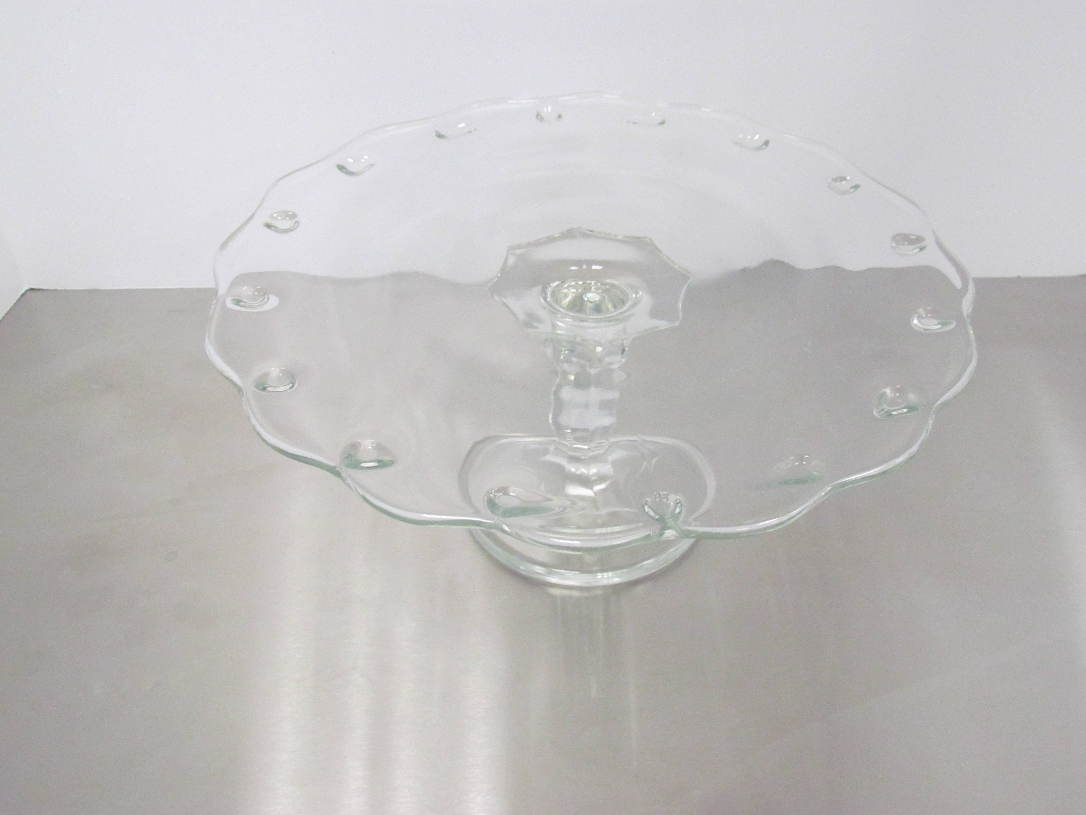 10" Dotted Glass Cake Stand