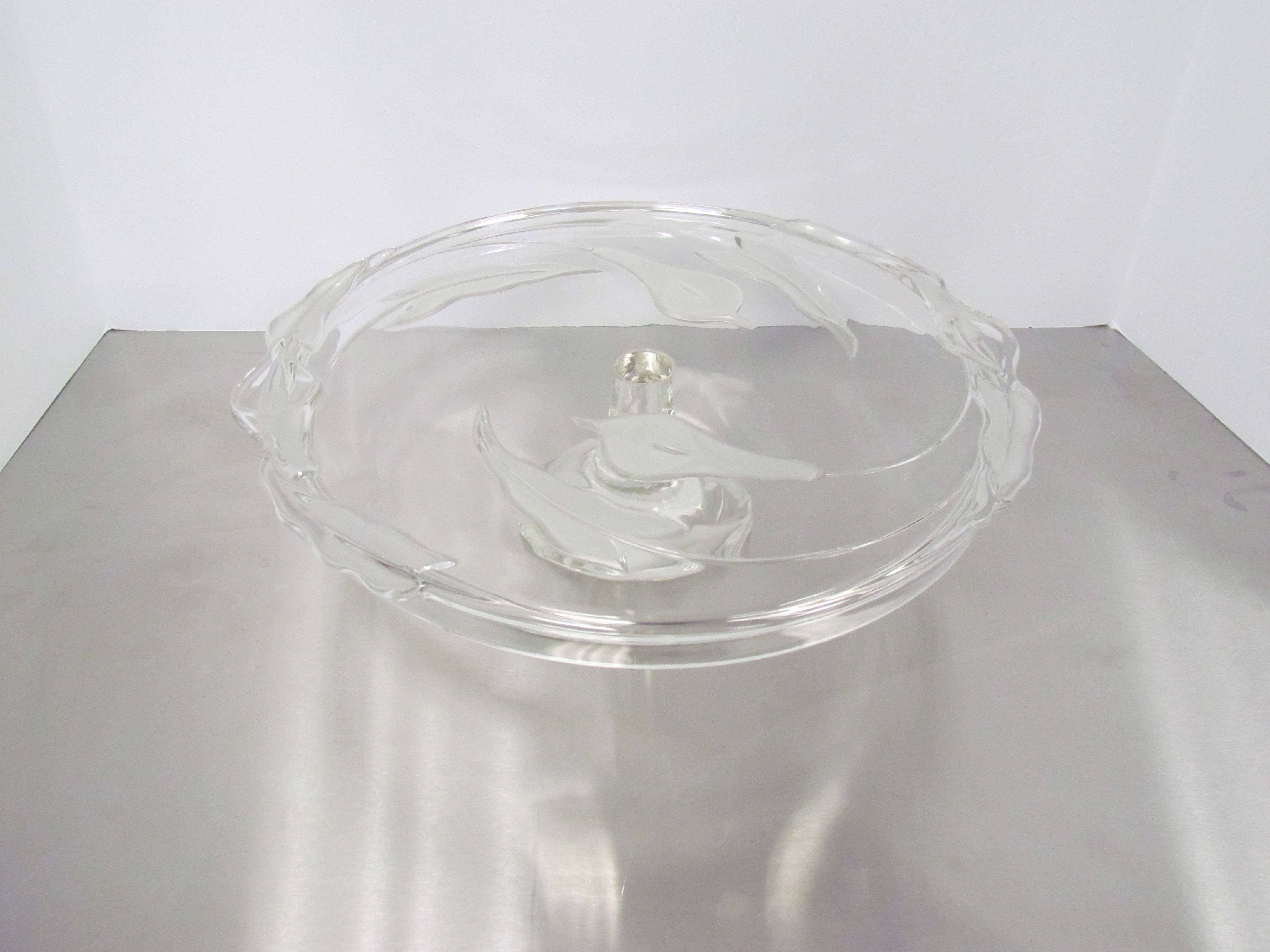 12" Flowered Glass Cake Stand