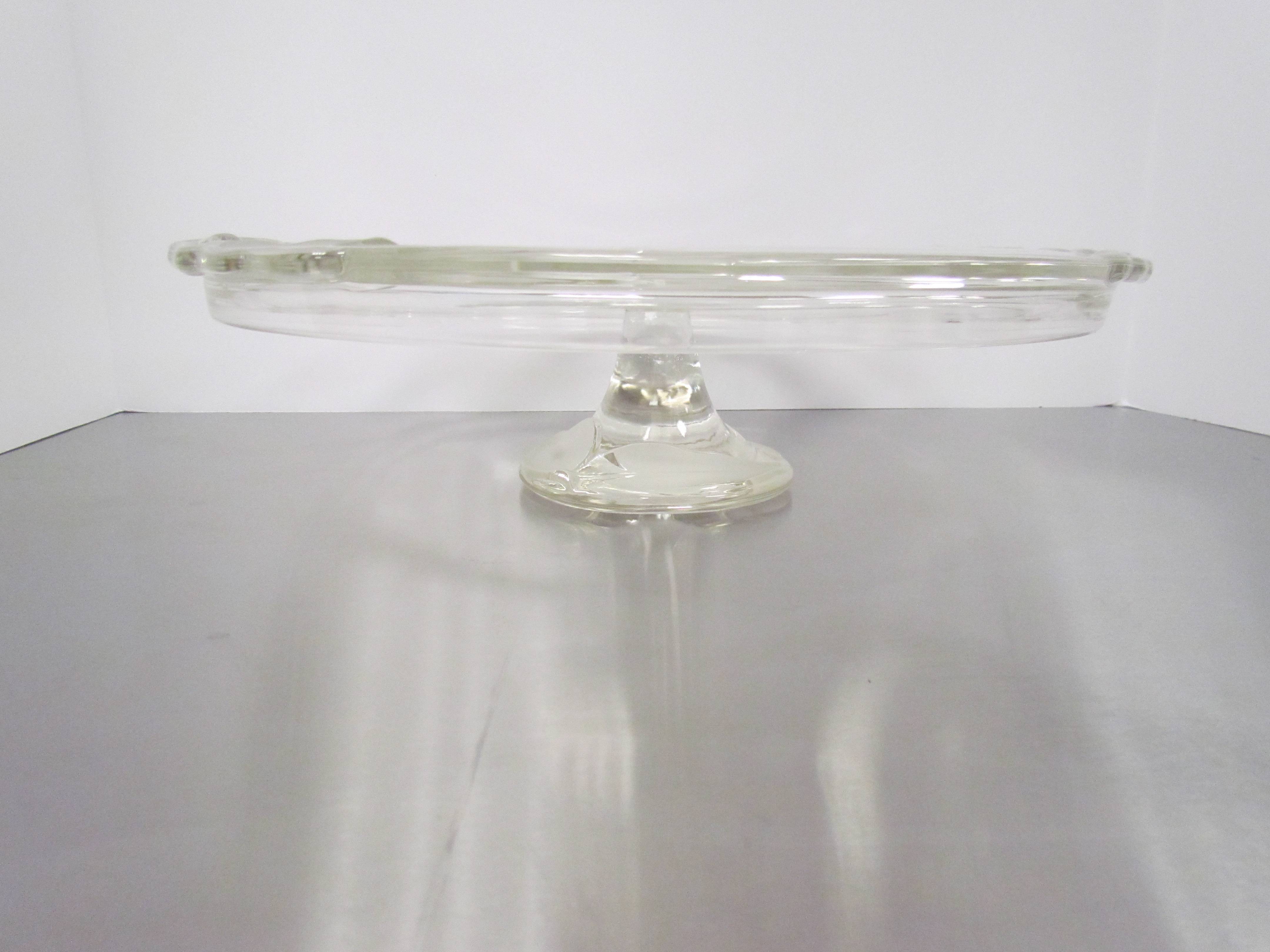 12" Flowered Glass Cake Stand