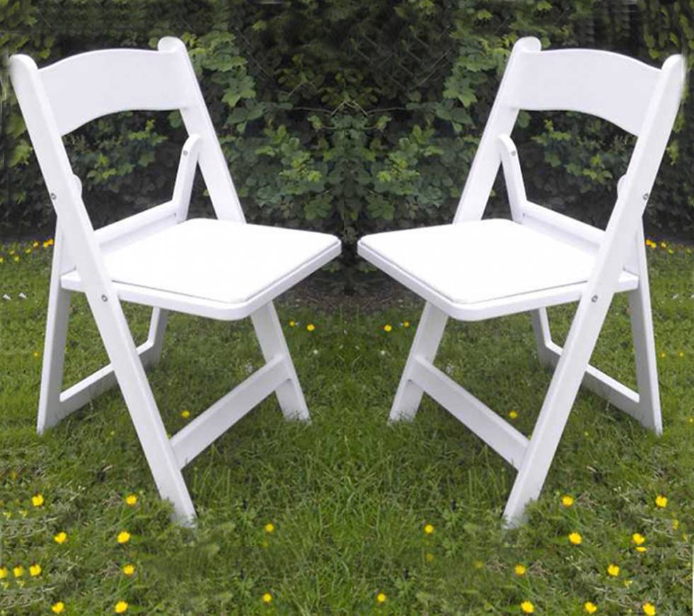 White Padded Resin Folding Chairs