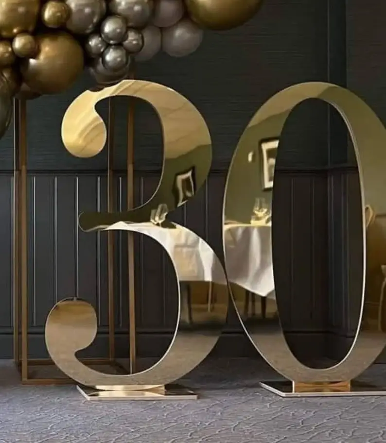 Individual Gold Mirror Acrylic Numbers