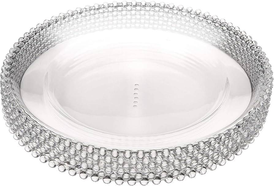 Round Clear Charger Plates with Beaded Rim