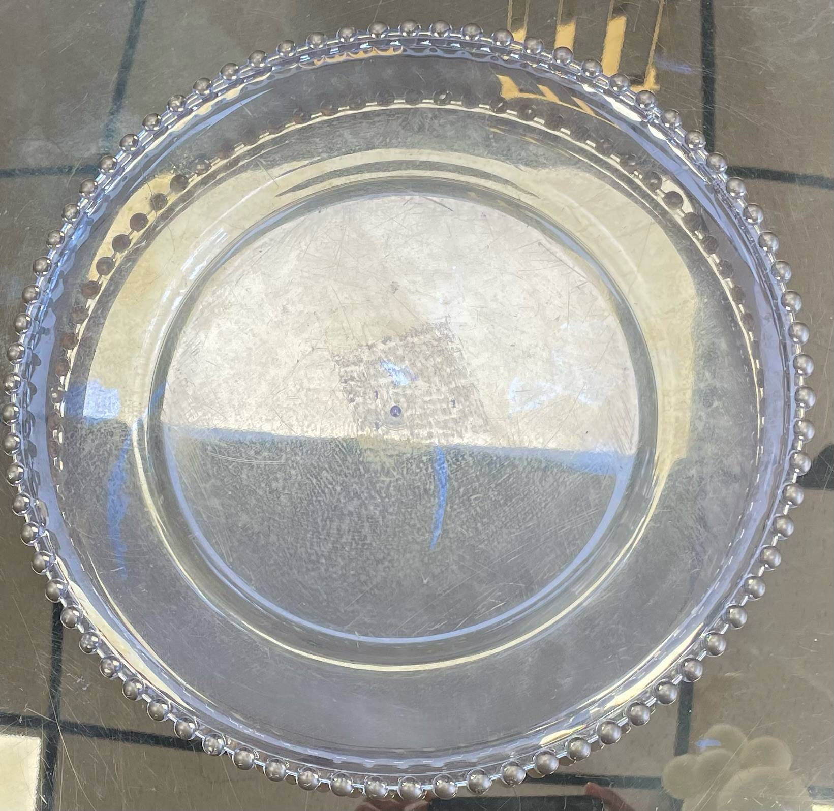 Round Clear Charger Plates with Beaded Rim